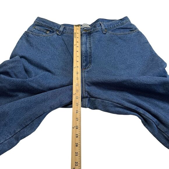 LL Bean Original Fit Relaxed Hi Rise Red Fleece Lined Blue Jeans Sz 20 M/T - Picture 9 of 15
